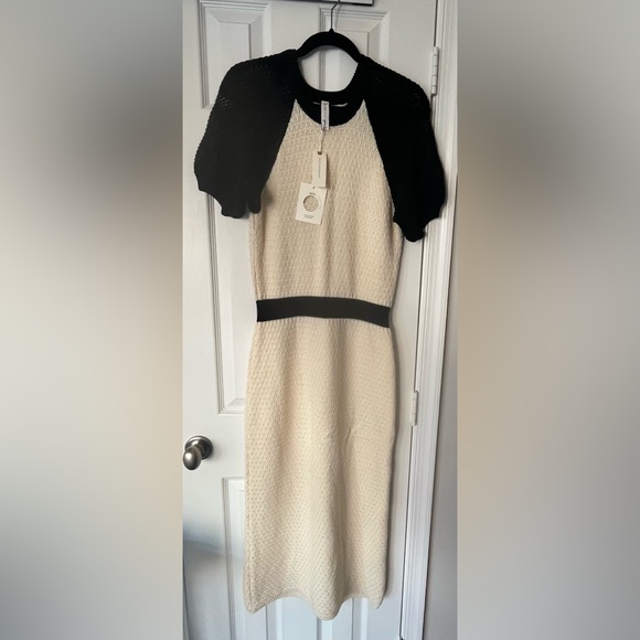 Daily Practice by Anthropologie Black and Cream Knit dress (L) NWT - Picture 4 of 7